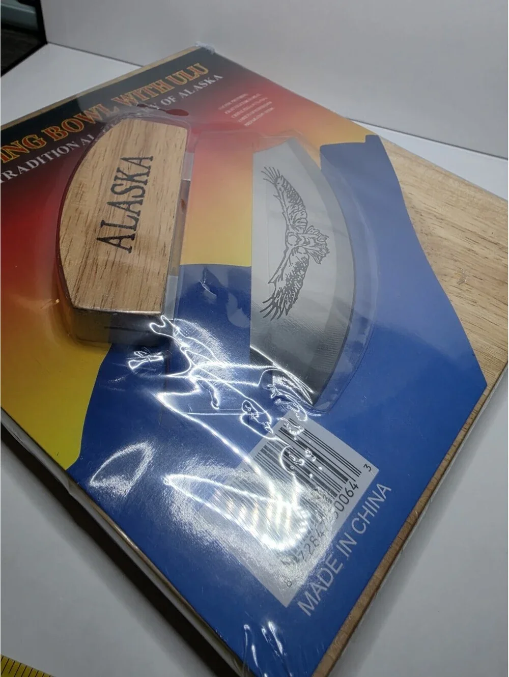 Alaska Ulu Knife and Wooden Chopping Bowl Set SEALED